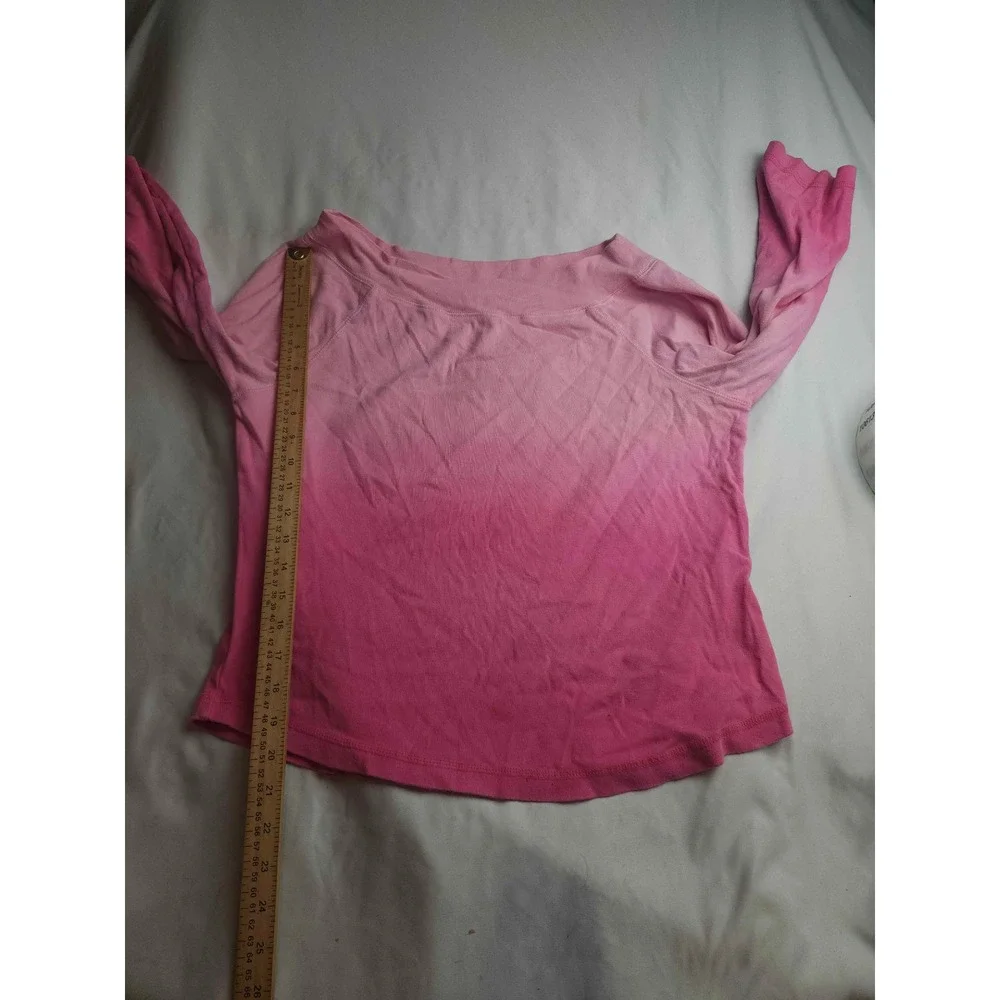 St Johns Bay Womens XL Pink Ombre Boat Neck 100% Cotton Long Sleeve Top
